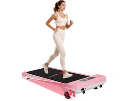 HOMEFITNESSCODE Loopband draagbaar met 5% helling - 4-in-1 Walkingpad Elektrisch - loopkussen 1-10 km/u instelbaar - Motor 2,5 pk- met LED-scherm en transportwielen - loopvlak 39 x 97 cm - Roze