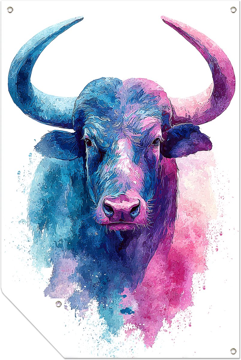 Stierenhoofd - Buiten - Schuttingdoek - Tuinposter - 30x45 cm