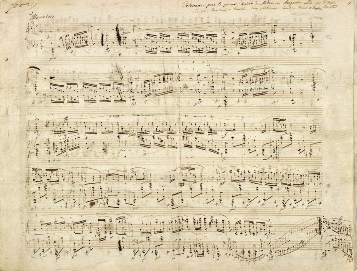 Wandposter Muzieknoten Manuscript Piani Stuk - Poolse Componist - 31x41 cm