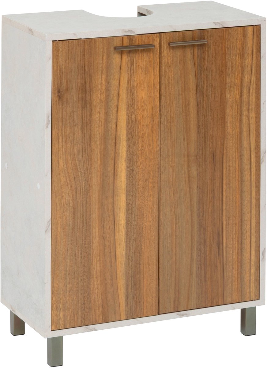 4bathroomz Wastafel Onderkast met Uitsparing Lugano - marmer/houtlook