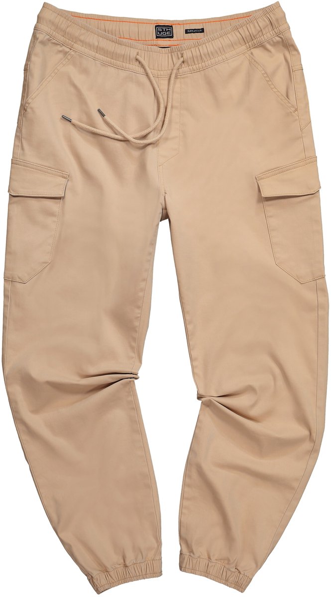 STHUGE - Heren - Cargo broek modern fit elastische tailleband 6 zakken - Zand - Maat 8XL