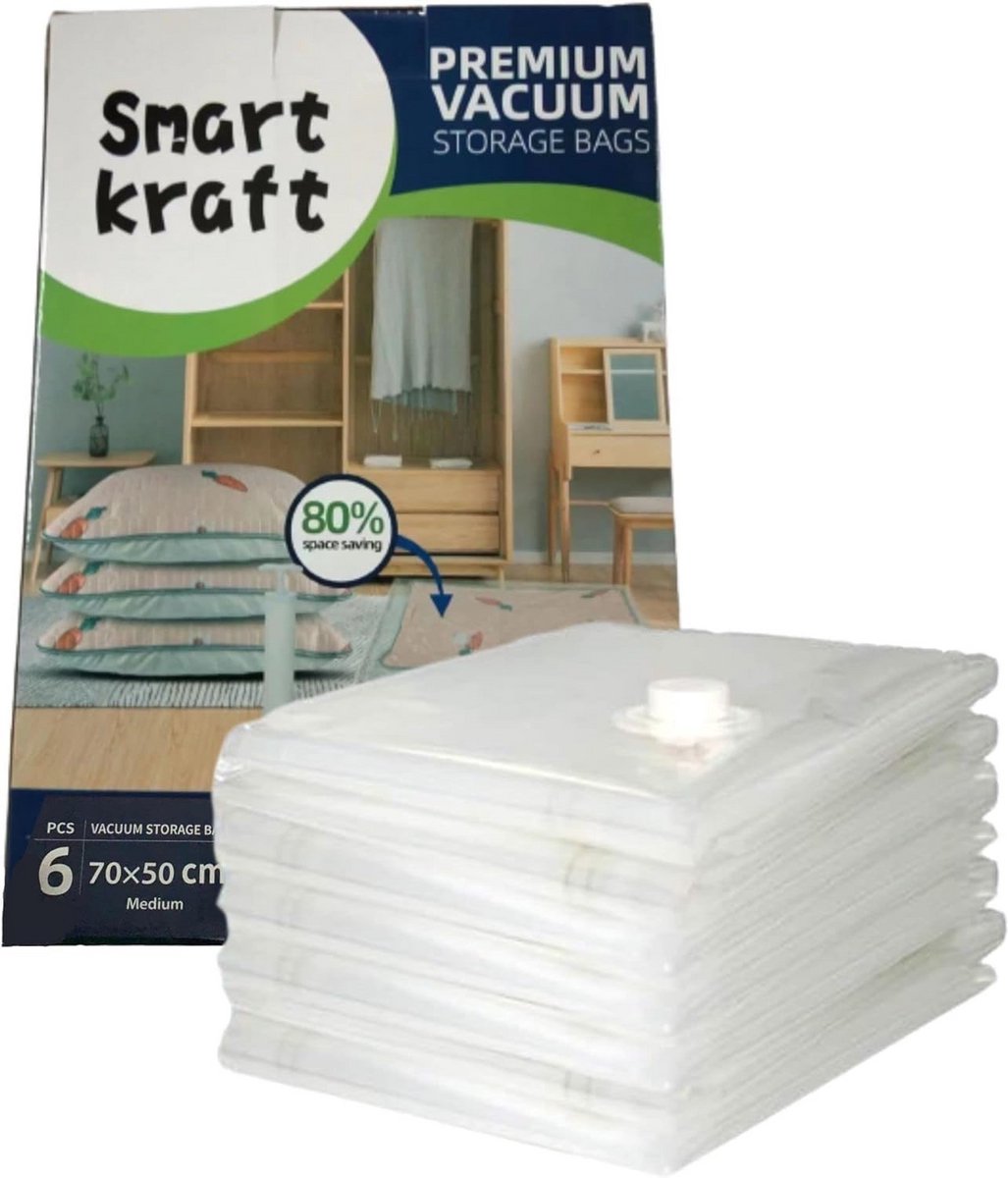 6x Medium Vacuümzakken 70x50 cm voor Kleding en Dekens - Ruimtebesparend Opslaan