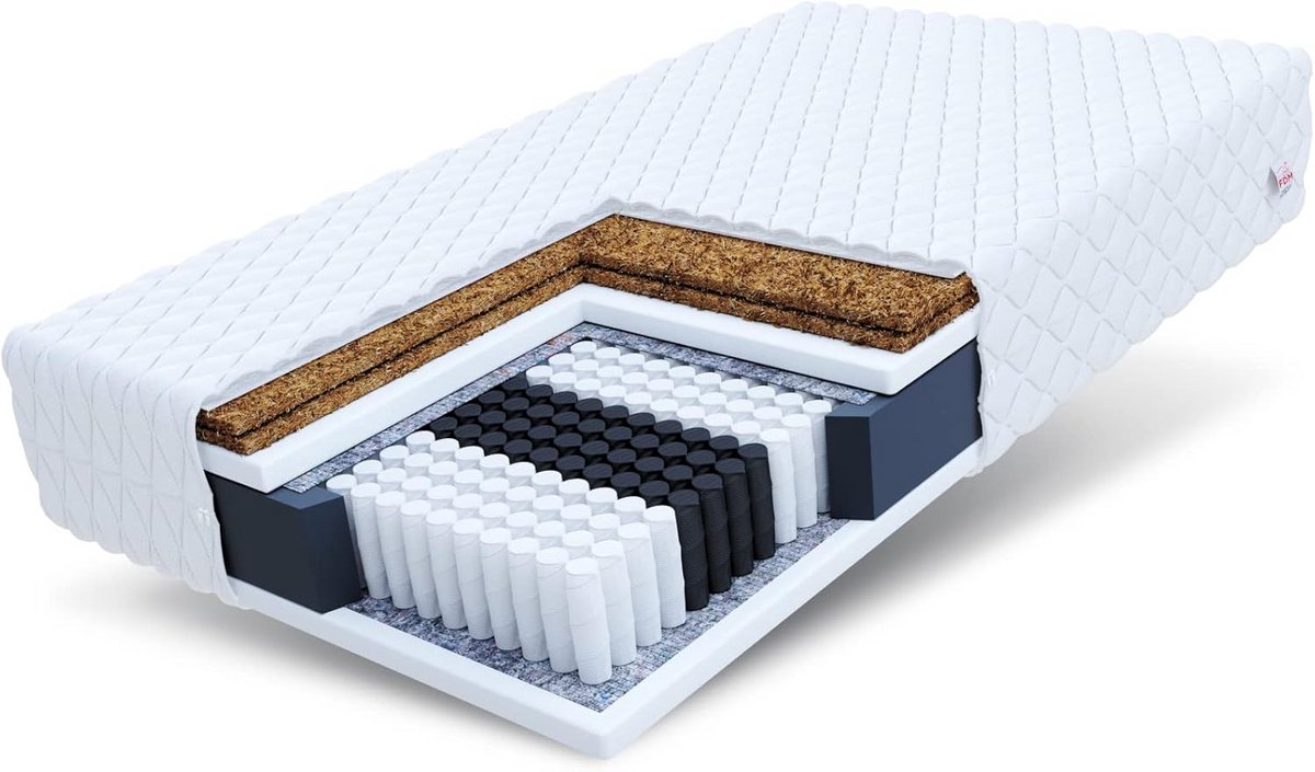 Luxe 7-Zone Multipocket Matras 90x200 cm met Kokos en Schapenwol - Harde Kern (H4/H5)
