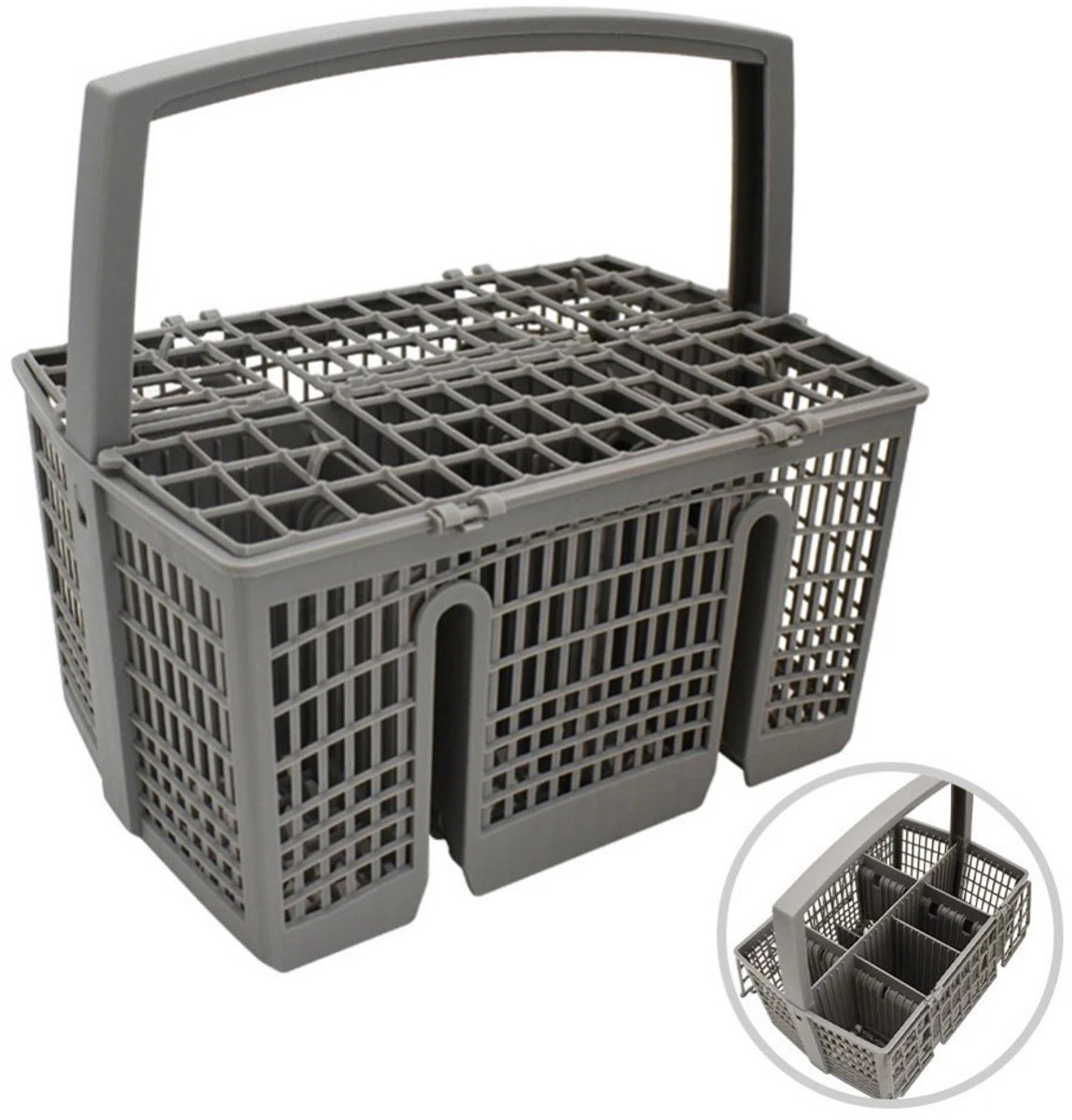 Homtas stevige bestekmand voor vaatwasser - 22,5 x 14,5 x 11,5cm - universeel in gebruik - geschikt voor o.a. Bosch - Siemens - Whirlpool - Indesit - Bauknecht - 7 vaks