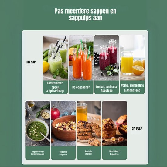 Aurixi® Sapcentrifuges groenten en fruit - Sapcentrifuges - Slowjuicer - Zwart - 30cm x 20cm x 18cm van Aurixi — afbeelding 2