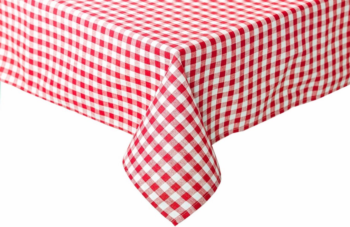 Tafelkleed Katoen Rood-Wit Geruit Landelijke Stijl Rechthoekig