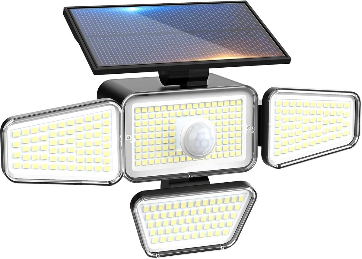 Krachtige 360° Solar Buitenlamp met Bewegingssensor en 3 Modi - Waterdichte LED Schijnwerper