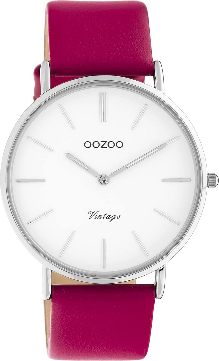 Dameshorloge met roze leren band - Analoog polshorloge vintage stijl