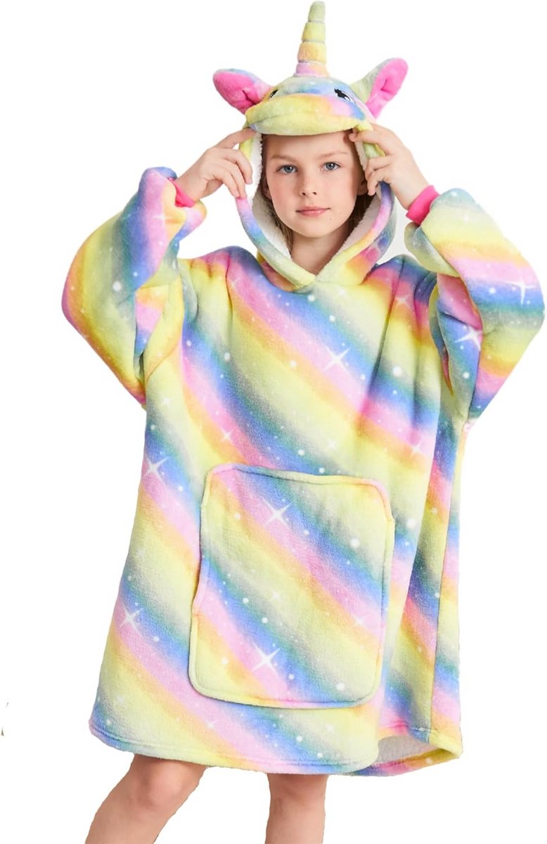 Oversized Eenhoorn Hoodie voor Meisjes en Kinderen - Comfortabele Trui met Capuchon