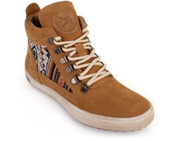 Inkkas Tan Suede Camping Boot dames wandel sneaker – leren hiking boot van tan suède met Peruaanse print – waterafstotend – gevoerde binnenvoering & uitneembare inlegzool, maat 42