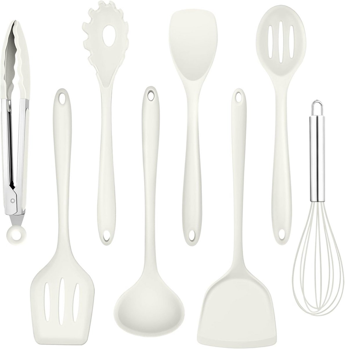 Set Witte Siliconen Keukengerei - 8 Delige Set