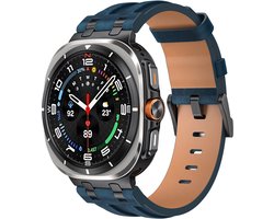 Strap-it Solide leren bandje geschikt voor Samsung Galaxy Watch Ultra / Ultra 2025 - Donkerblauw