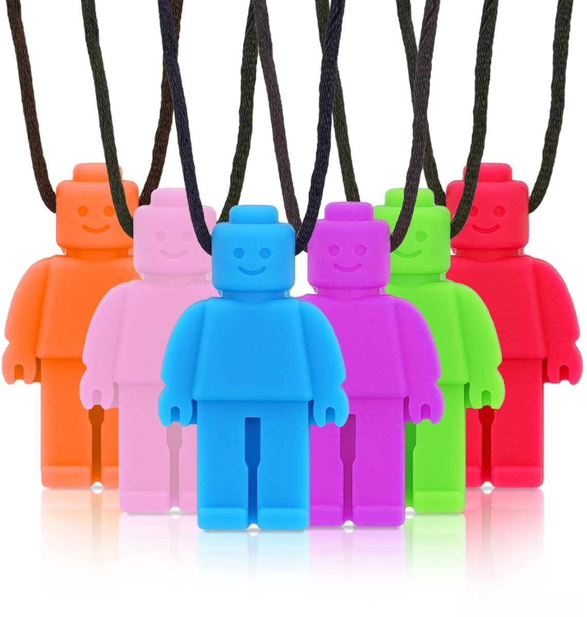 OUYLAF Set van zes robot-kauwkettingen - Bijtketting Kauwketting - bijtketting jongen - kauwsieraad - bijtketting autisme - Oefen de mondelinge motoriek - voor Autistische Kinderen, Babyjongens en -meisjes