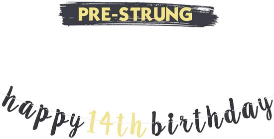 thumbnail: Bruh I'm 14 Verjaardag Banner - Grappige Tiener Feestdecoratie Jongen, Zwart