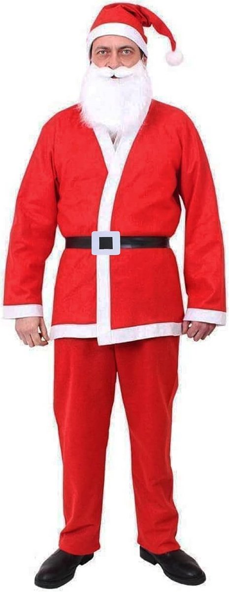 5-Delig Kerstman Kostuum Heren Compleet met Baard en Hoed