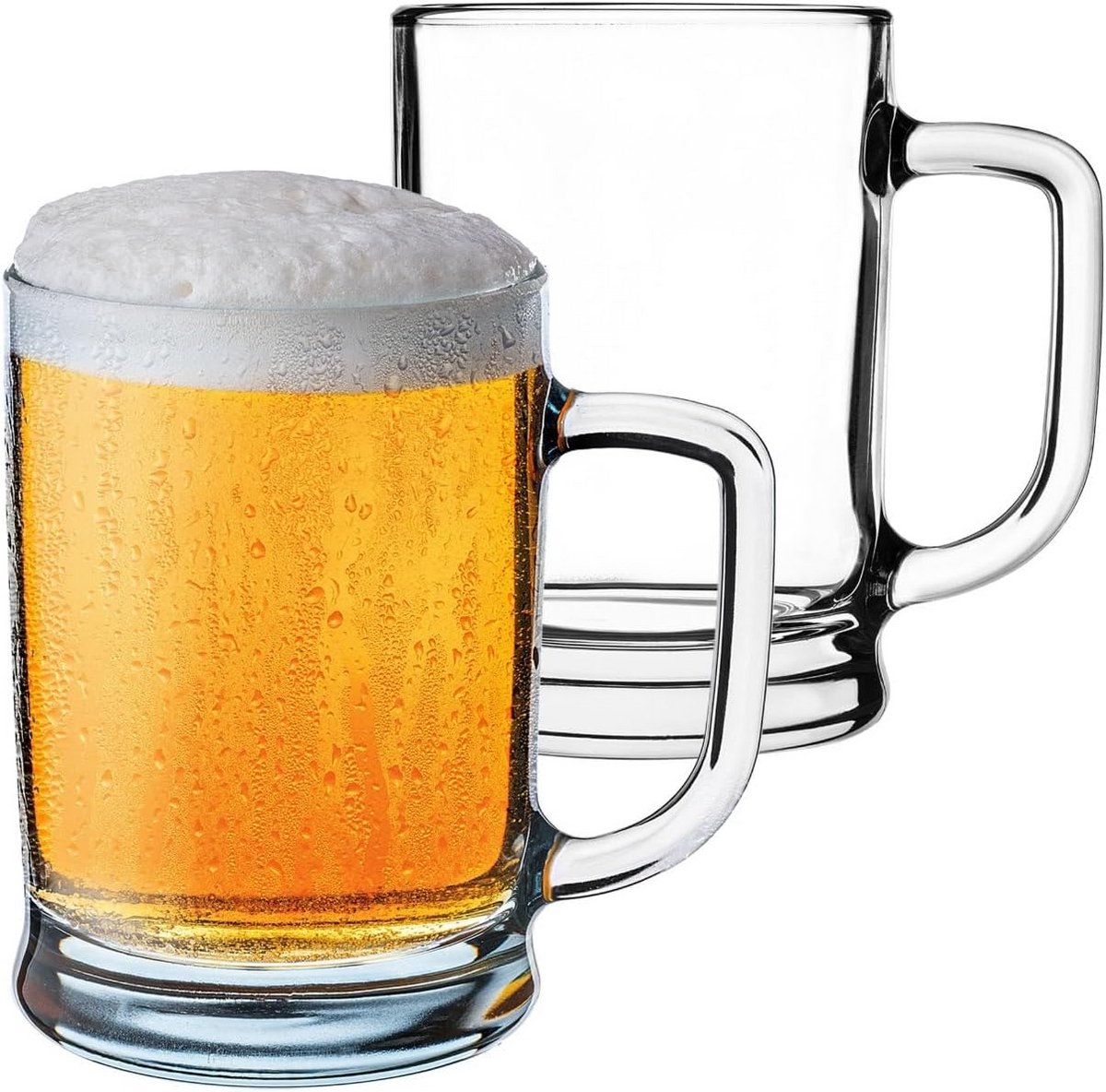 Grote Bierpullen Set van 2 met Hendel, Dikwandig Glas, 0.5 Liter Inhoud