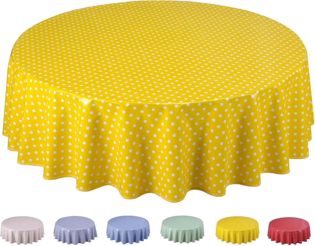 Rond Afwasbaar Tafelkleed PVC Blauw Grijs met Kleine Stippen 160 cm
