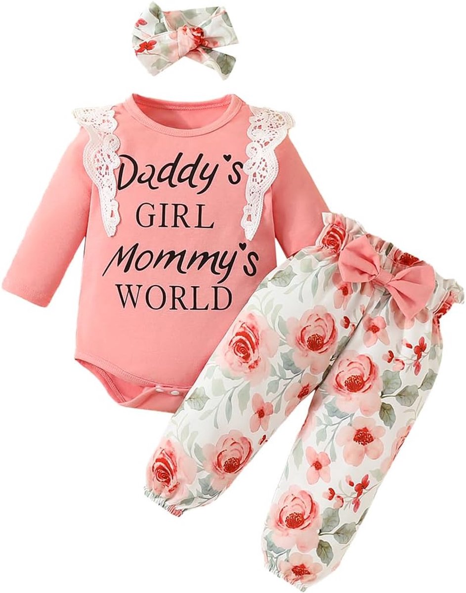 3-delige Baby Meisjes Kleding Set Herfst Winter Lange Mouwen en Hoofdband