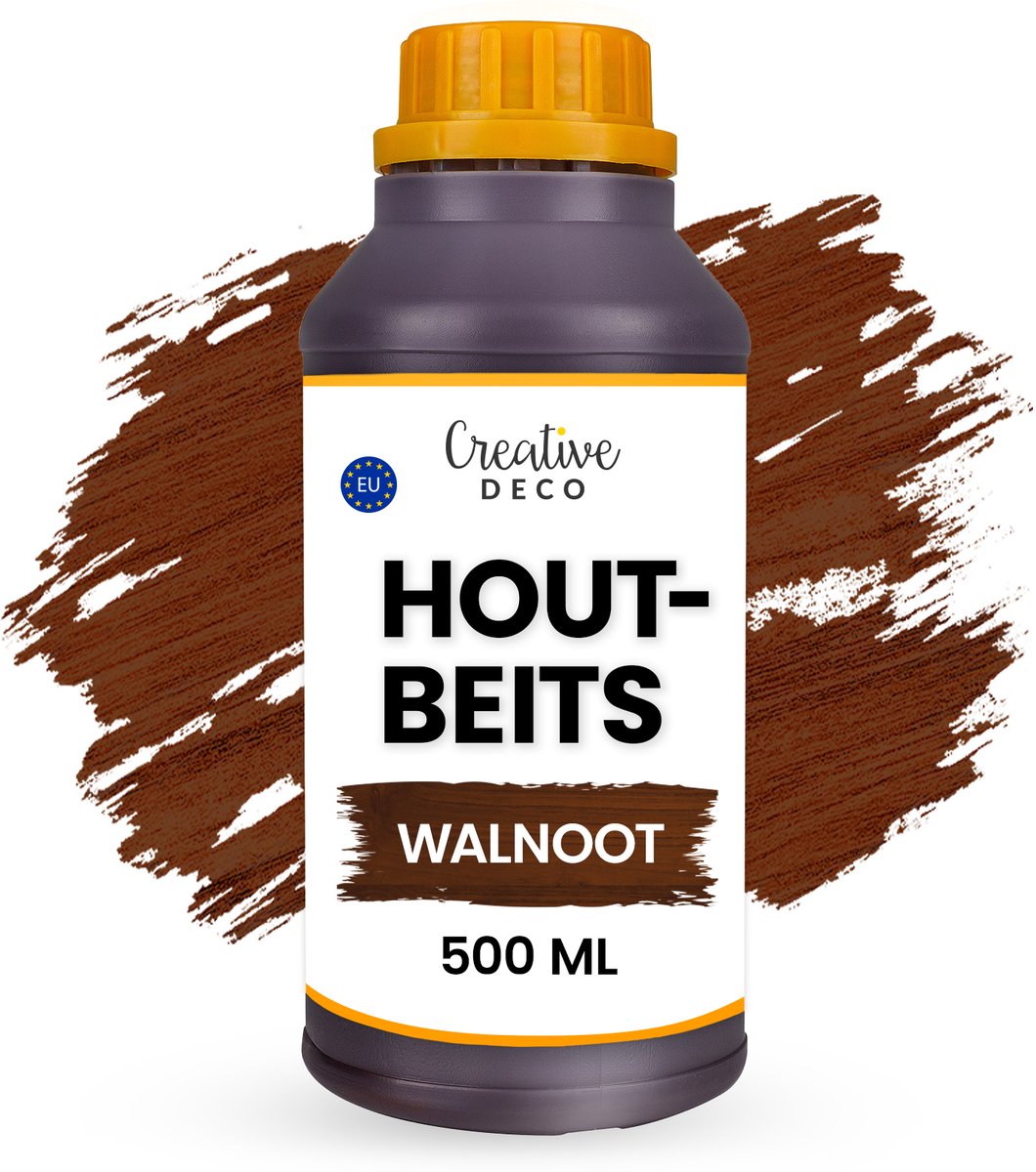 Creative Deco Houtbeits op Waterbasis | Walnoot Kleur | 500 ml | Sneldrogende Vernis | Niet Giftig | voor Hout, Houten Lambrisering, Beton, Baksteen, Behang en Meer | Hoge Efficiëntie