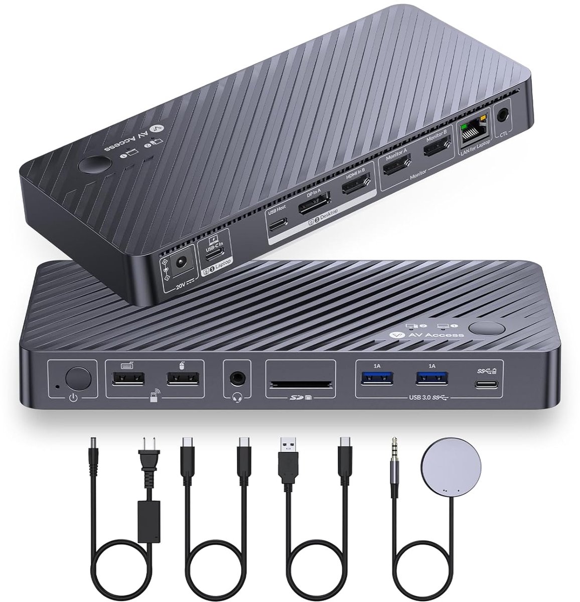 KVM Dockingstation Dual Monitor voor 2 Computers met 4K@60Hz en 65W Opladen