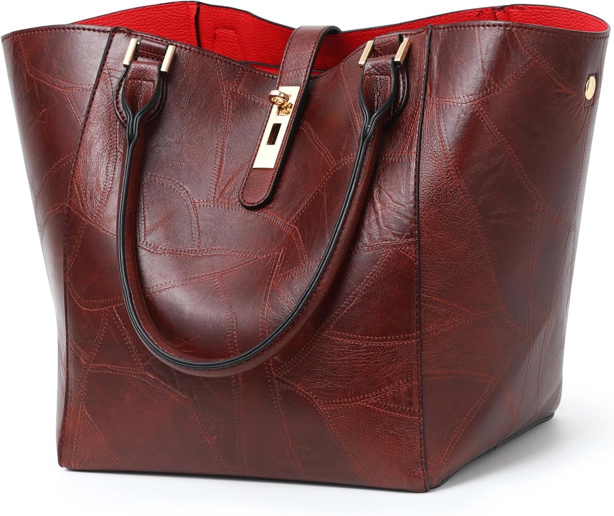Leren Dames Schoudertas Crossbody Tas met Korte Hengsels - Stijlvolle Tote en Hobo Tas