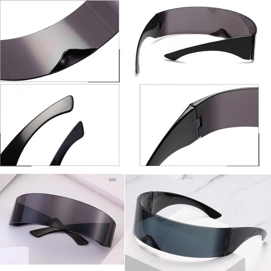 3 stuks - Zonnebril - Fiets - Zonnebrillen - Festival bril - Rave bril - Glasses - Sport - Festival bril - Rave - Geschikt voor heren en dames - zilver van Merkloos — afbeelding 3