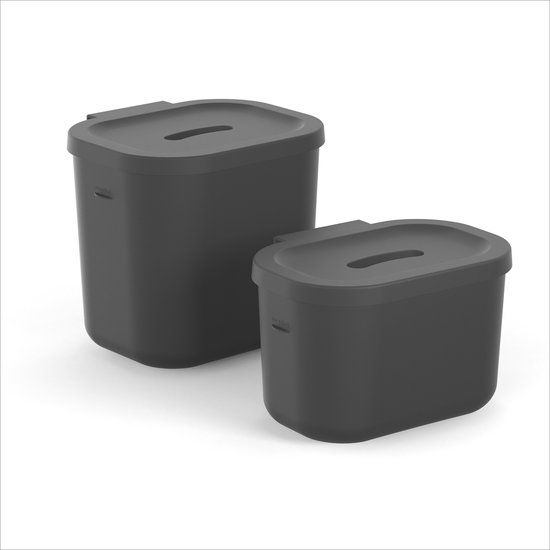Rotho Set bio - composteur - 2 pièces (3,2 l + 6 l) - 100% plastique recyclé - SALSA - noir