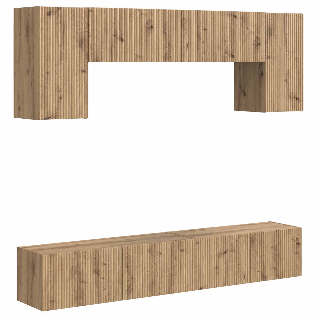 vidaXL - Tv-meubelset - Wandgemonteerd - 5 - pcs - Oud - Hout - Bewerkt - hout