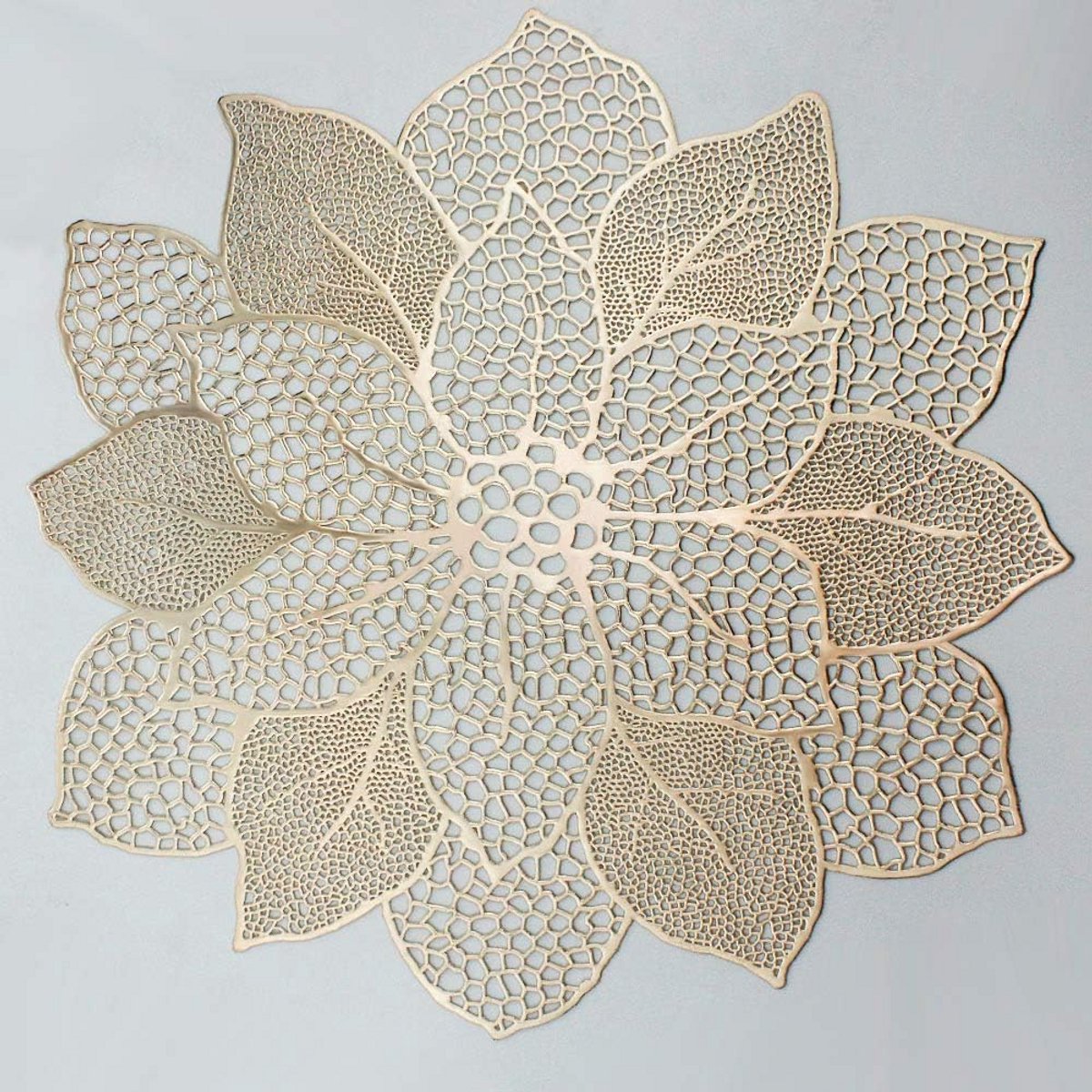 Set van 6 Gouden Ronde Placemats - Metallic Tafelmatten Geperst Vinyl