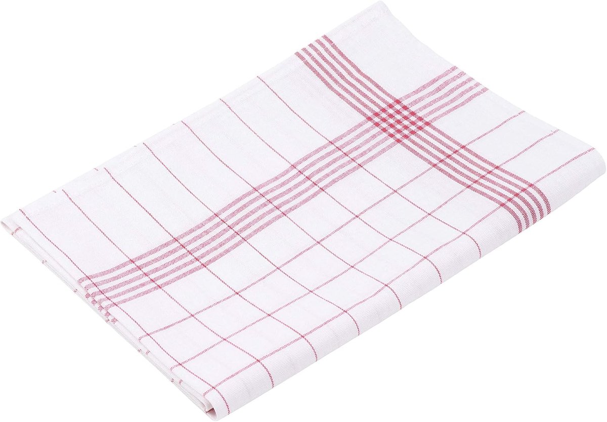 Set van 3 Keukendoeken - 100% Katoen - Hoge Absorptie - 50x70 cm - Rood/Wit