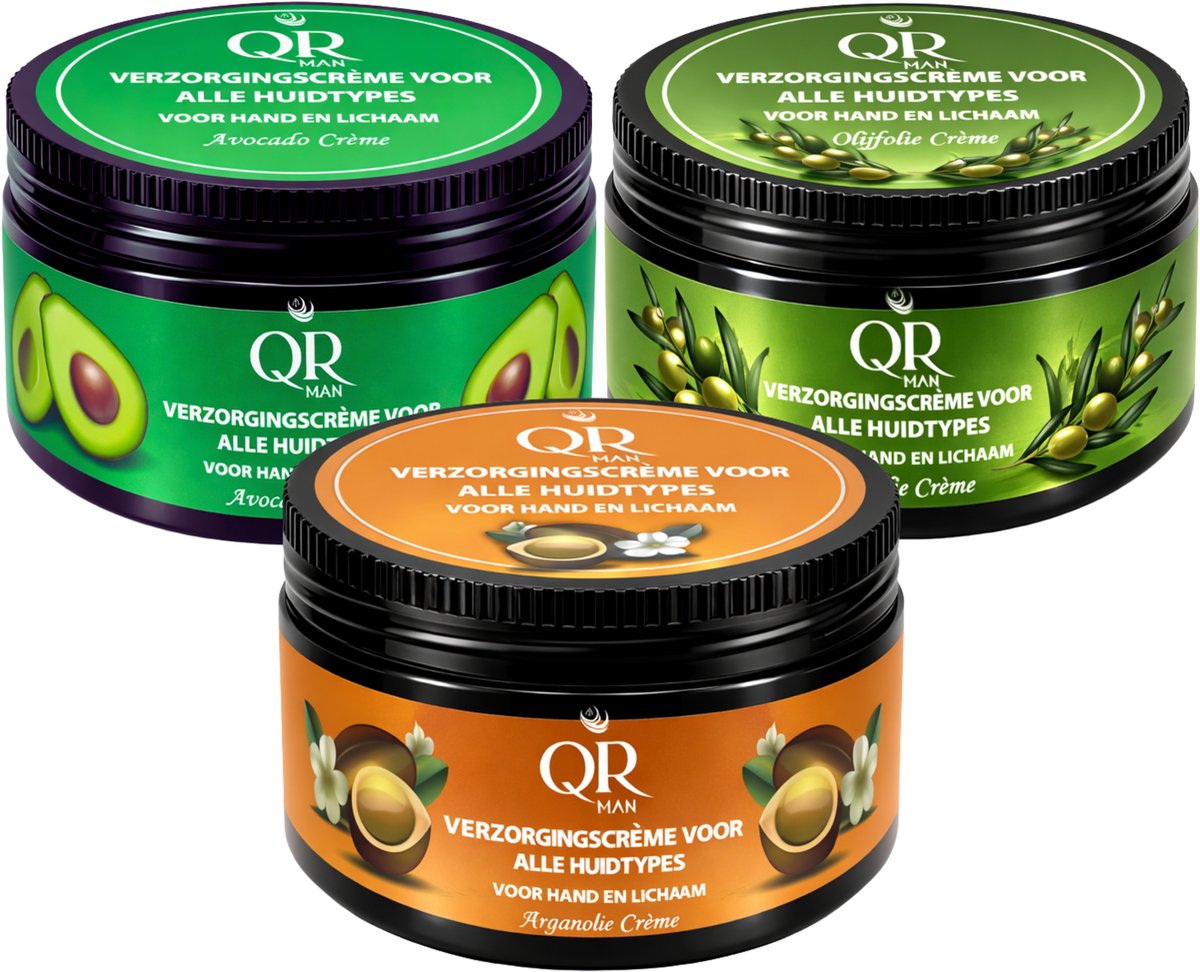 Verzorgingscreme - Bodycrème - QR-Man - Avocado, Olijfolie & Honing - 250ml
