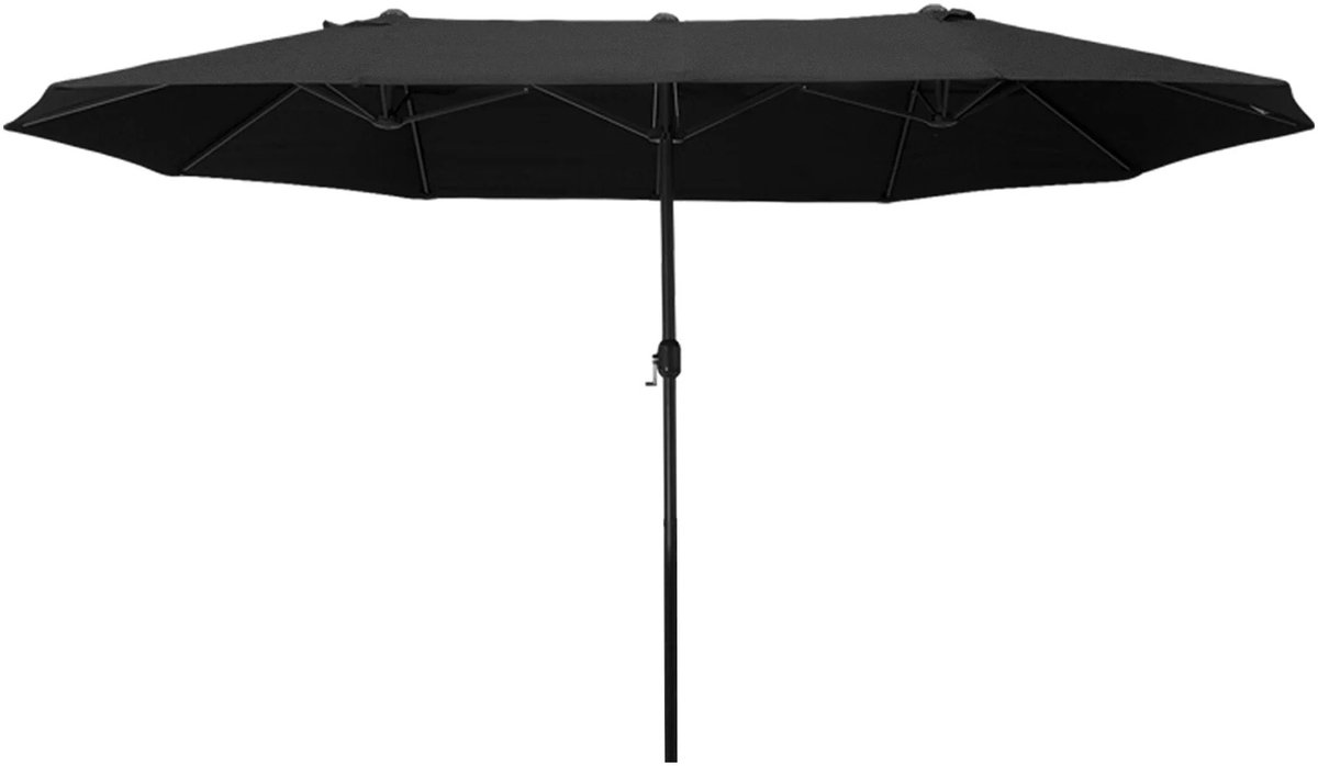 Jurrys Parasol - Tuinparasol - Zonnescherm - Schaduwdoek - Windbestendig - Metalen frame - Polyester - 460x270x240cm - Zwart