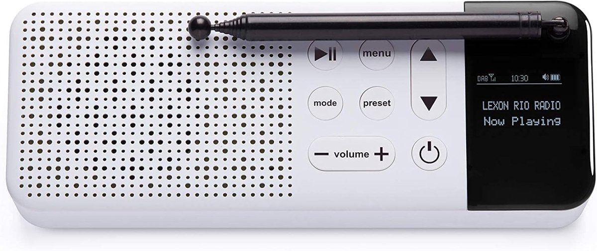 DAB+ en FM Radio met Bluetooth Speaker en Oplaadbare Batterij - Wit