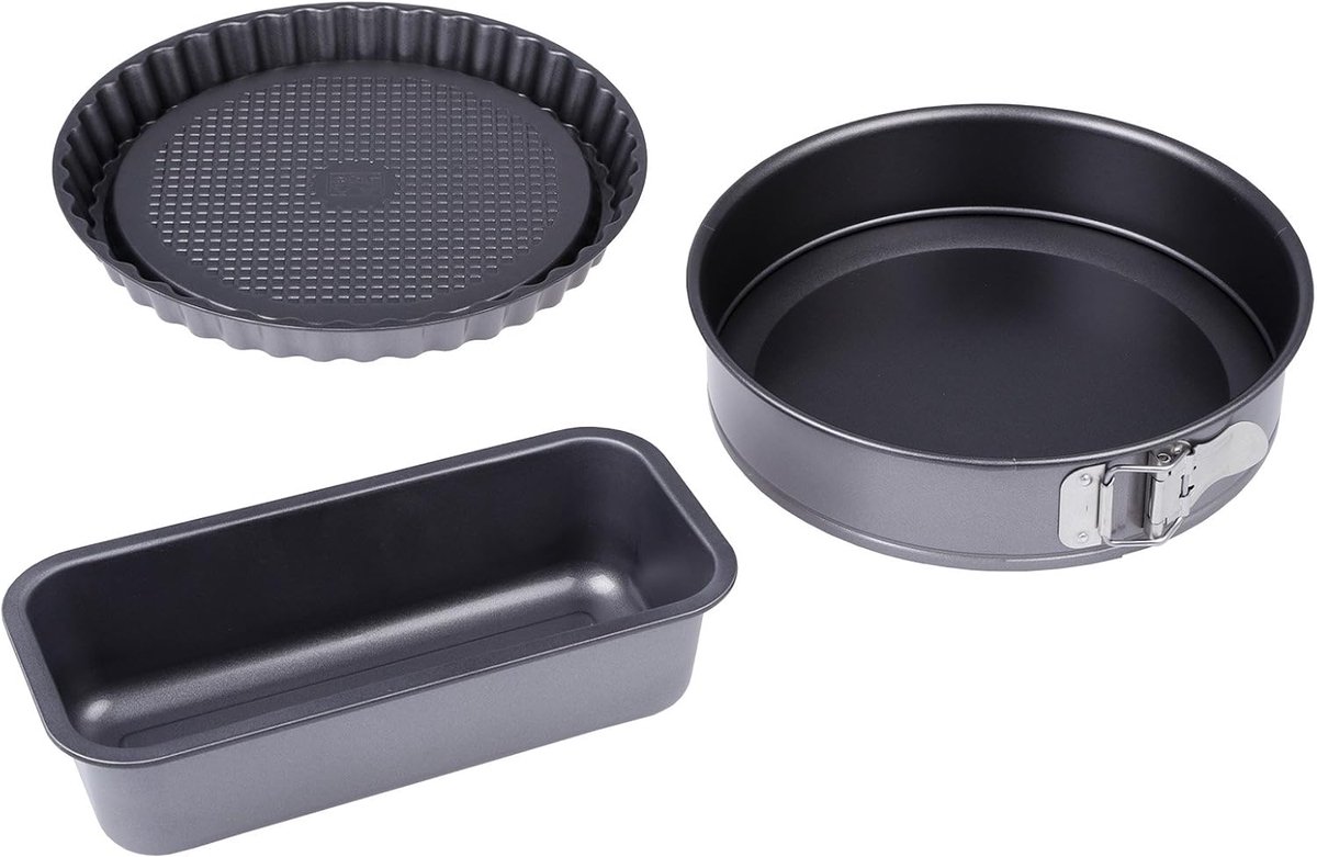 Set van 3 Antraciet Bakvormen Roestvrij Staal 28x28x7 cm