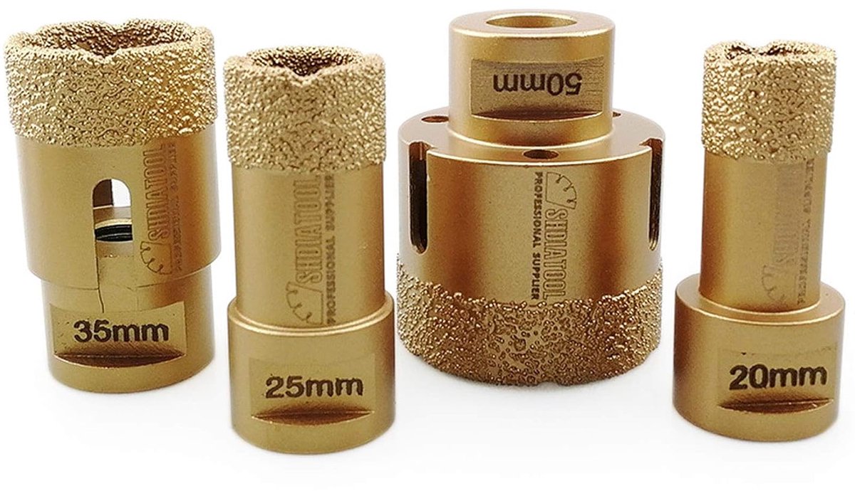 Diamant Boor Set - Droge Boren - Tegels Boren - Vacuüm Gesoldeerd - 20-50mm 4 Stuks - Goud