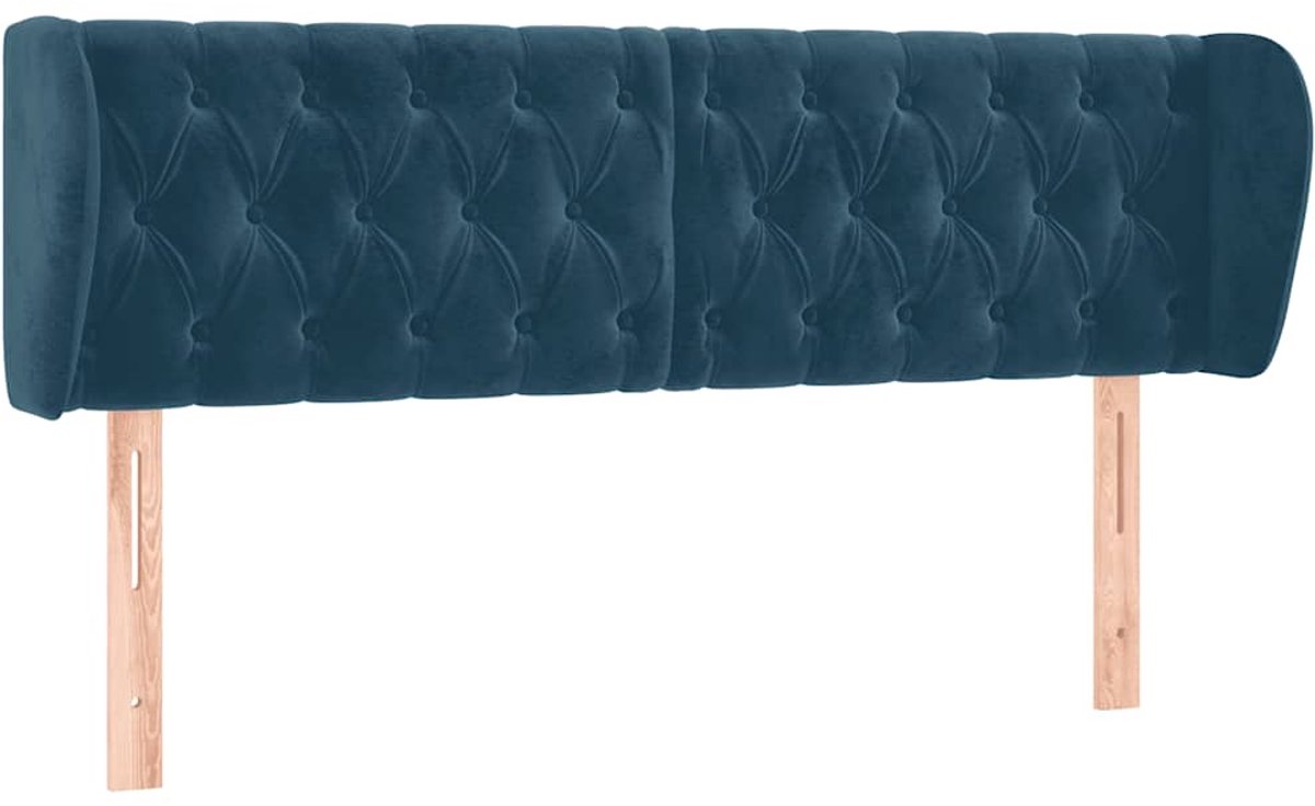 vidaXL - Hoofdbord - met - randen - 163x23x78/88 - cm - fluweel - donkerblauw