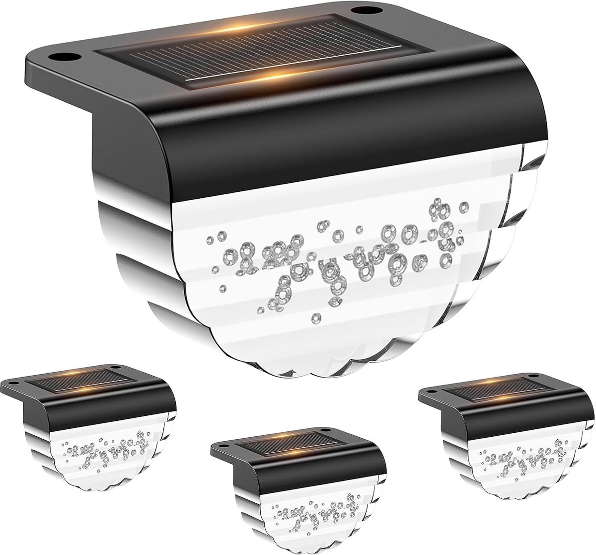 Set van 4 Solar Buitenlampen - Waterdichte Wandverlichting op Zonne-Energie voor Tuin en T