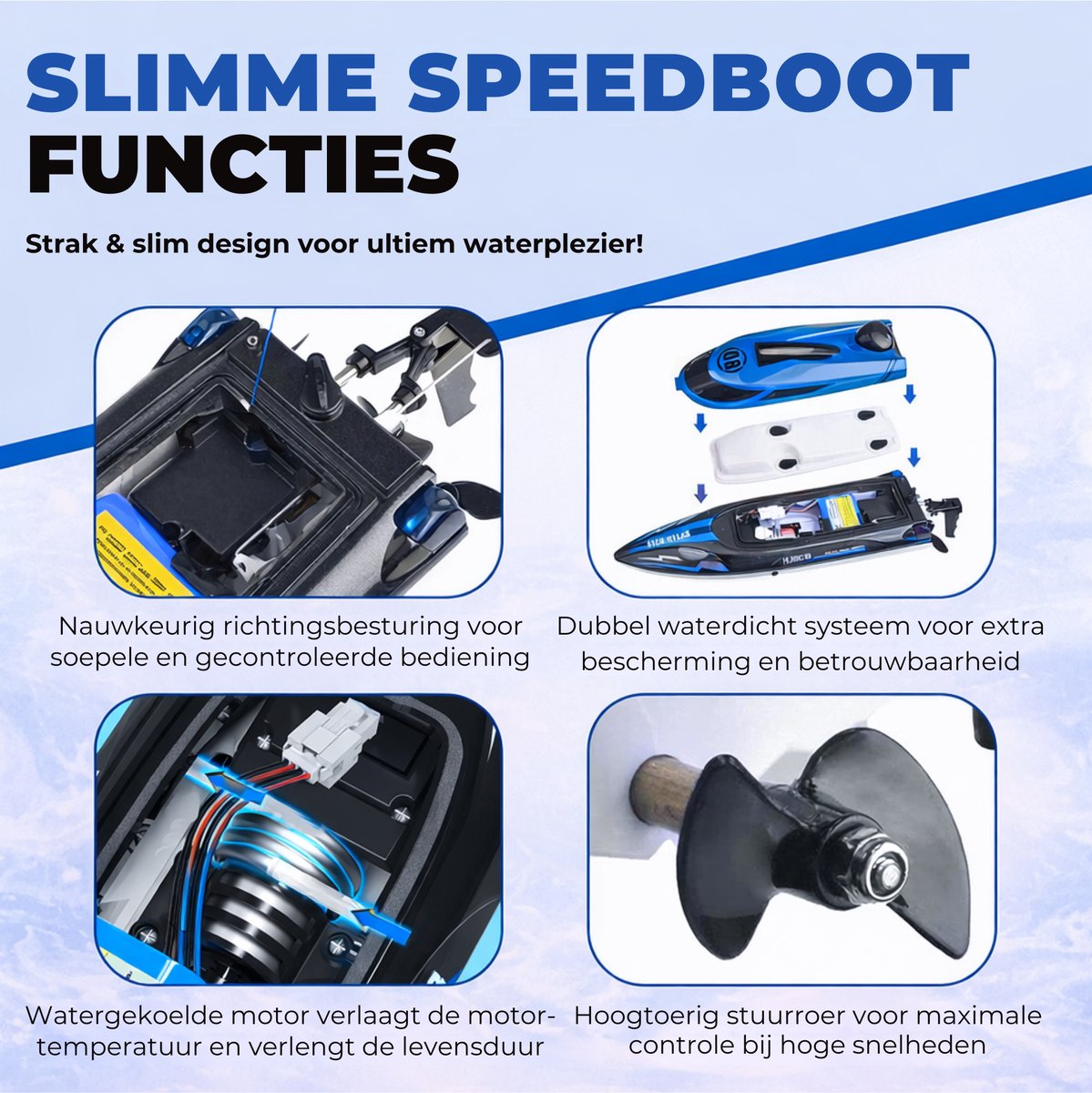 Pumpify Bestuurbare Boot – Waterspeelgoed – RC Boot – Snelheid Tot 25 km/h – 150m Bereik – Speelgoed Boot – Speedboot – Afstandsbestuurbare Boot - Speelgoed – 5 jaar – 6 jaar – 7 jaar – 8 jaar – 9 jaar – 10 jaar – Blauw — afbeelding 4