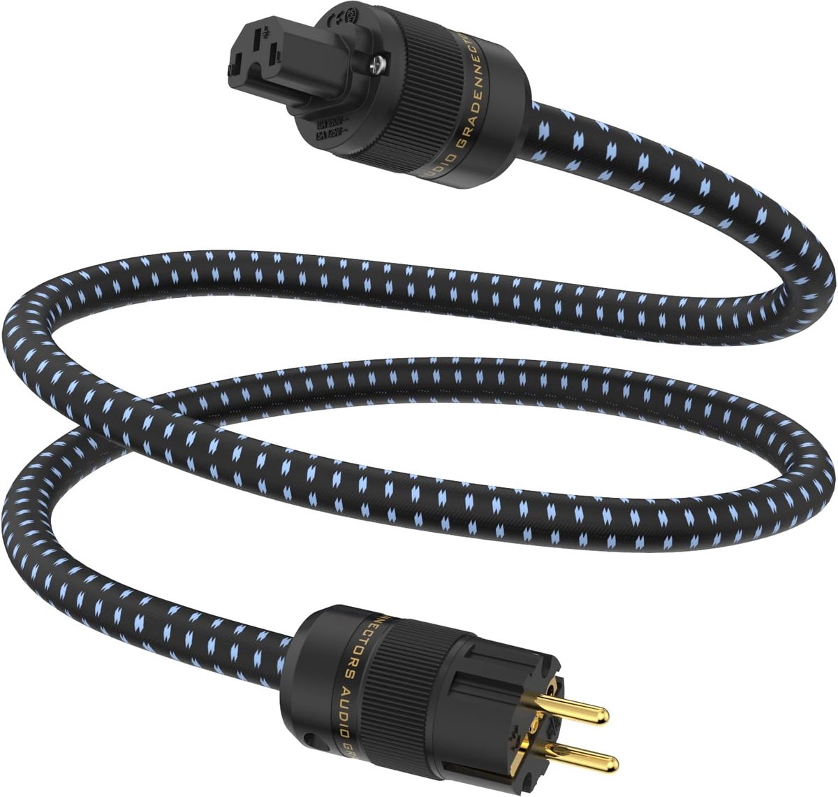 HiFi High-End Netsnoer C15 met Vergulde Schuko Stekker voor Audioapparatuur 1.5m