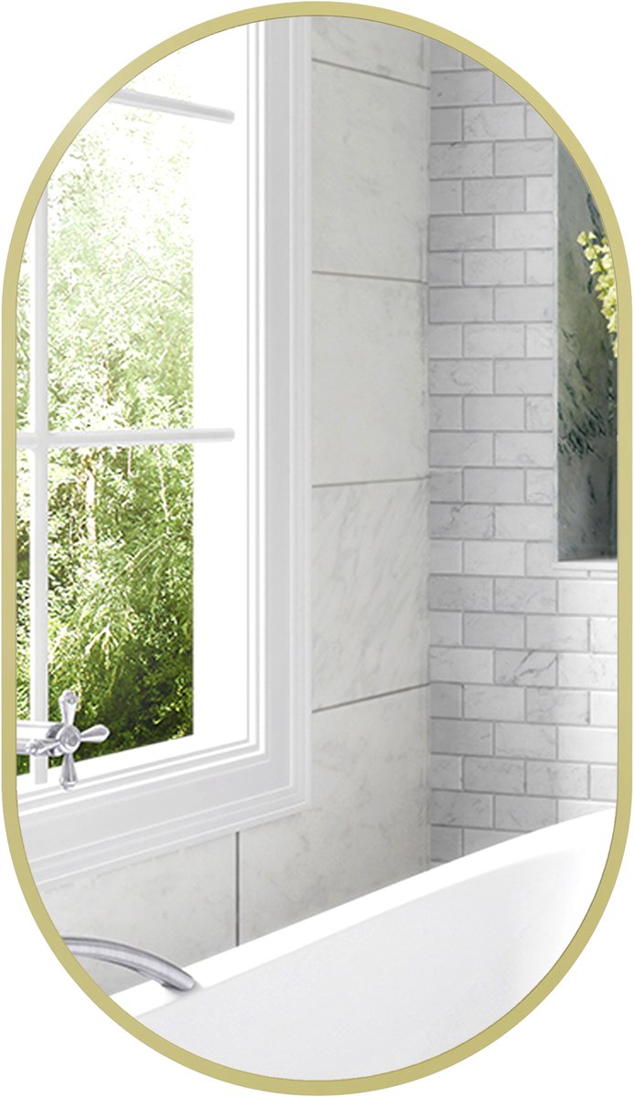 HOMCOM Badkamerspiegel - Aluminiumlegering - 40x70x3cm - Goud