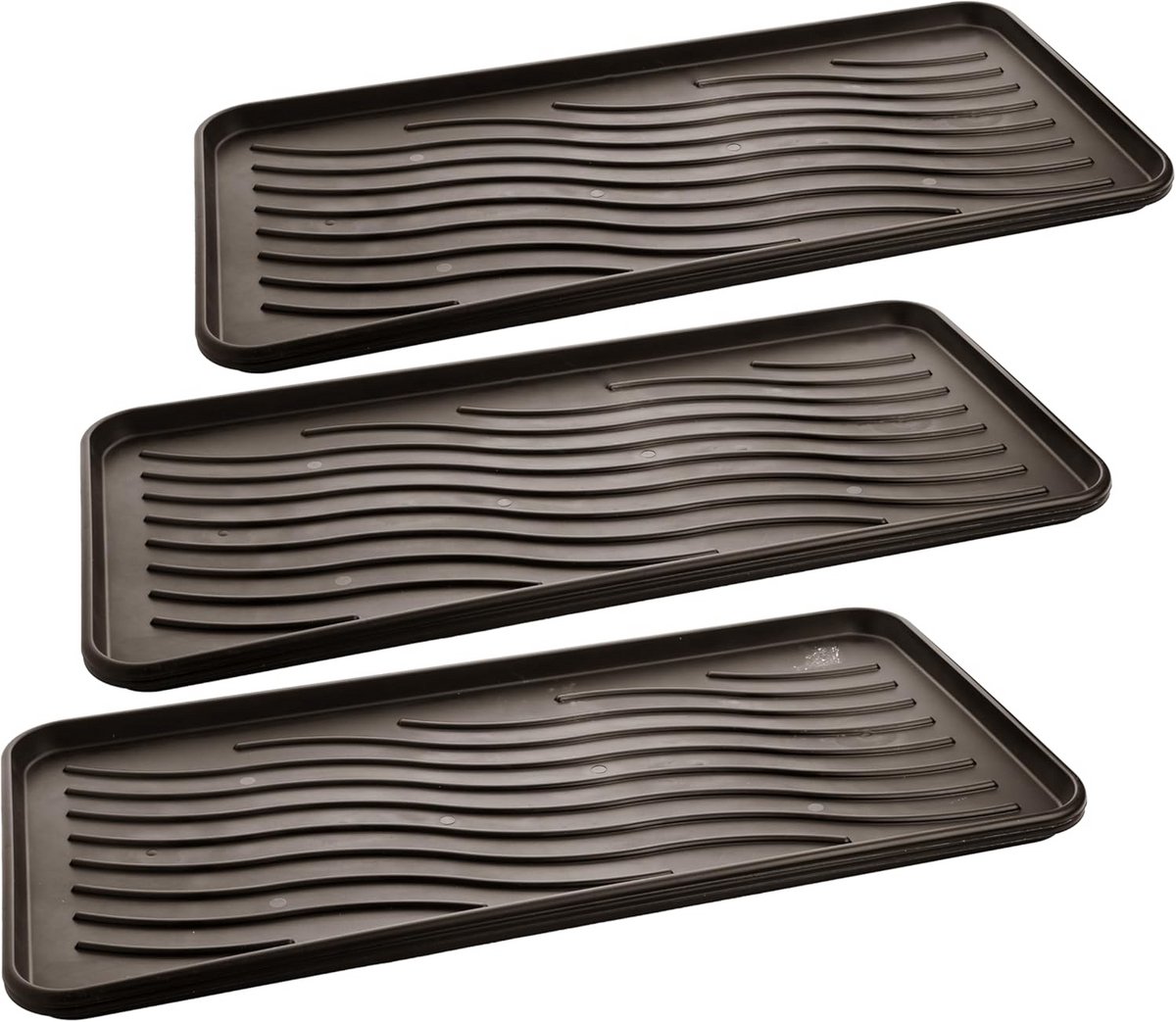 Set van 3 Grote Schoenen- en Vocht Opvangbakken met Verhoogde Rand (78x38 cm)