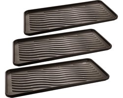 Set van 3 Grote Schoenen- en Vocht Opvangbakken met Verhoogde Rand (78x38 cm)