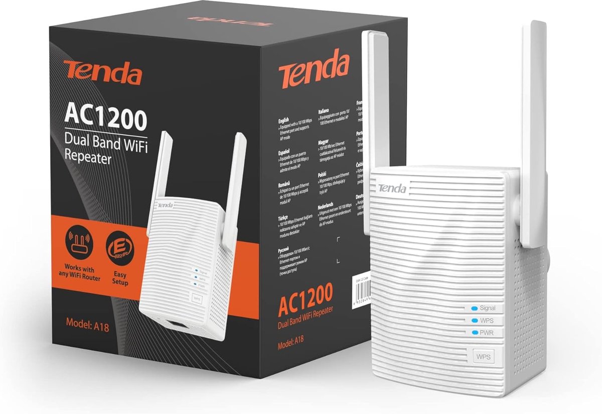 WLAN Repeater AC1200 Dual-Band Versterker voor Groot Bereik (tot 200m²) met LAN Poort