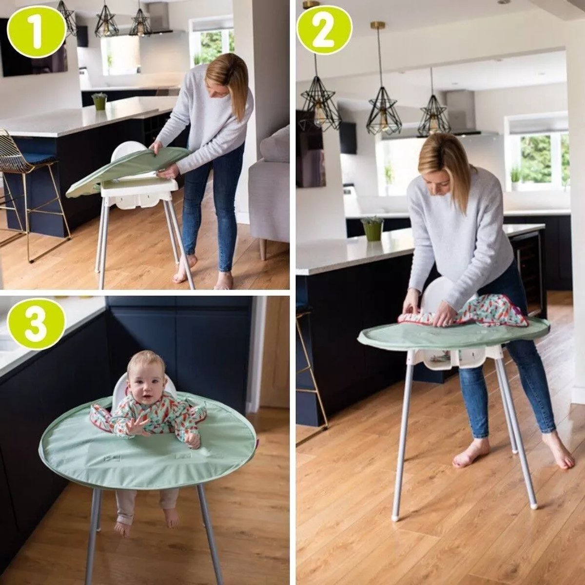 Nieuw Tidy Tot Cover & Catch waterdichte Slabbetjes. Bevestigt aan de kinderstoel ZONDER kieren! Slabbetje lange mouw als baby zelf gaat eten, Rapley methode, BLW