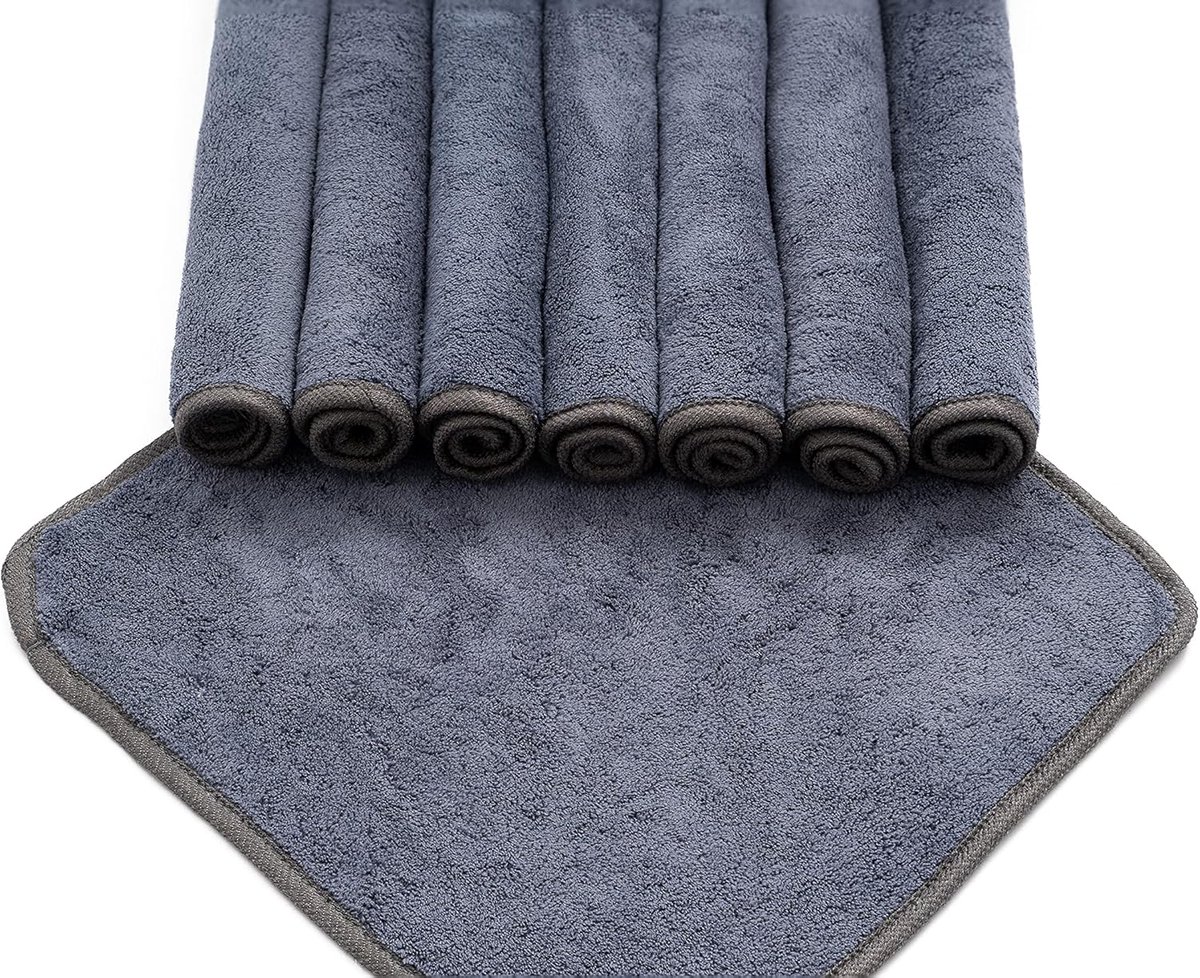 8x Zachte Microvezel Washandjes Grijs 30x30 cm - Pluizenvrij en Zeer Absorberend