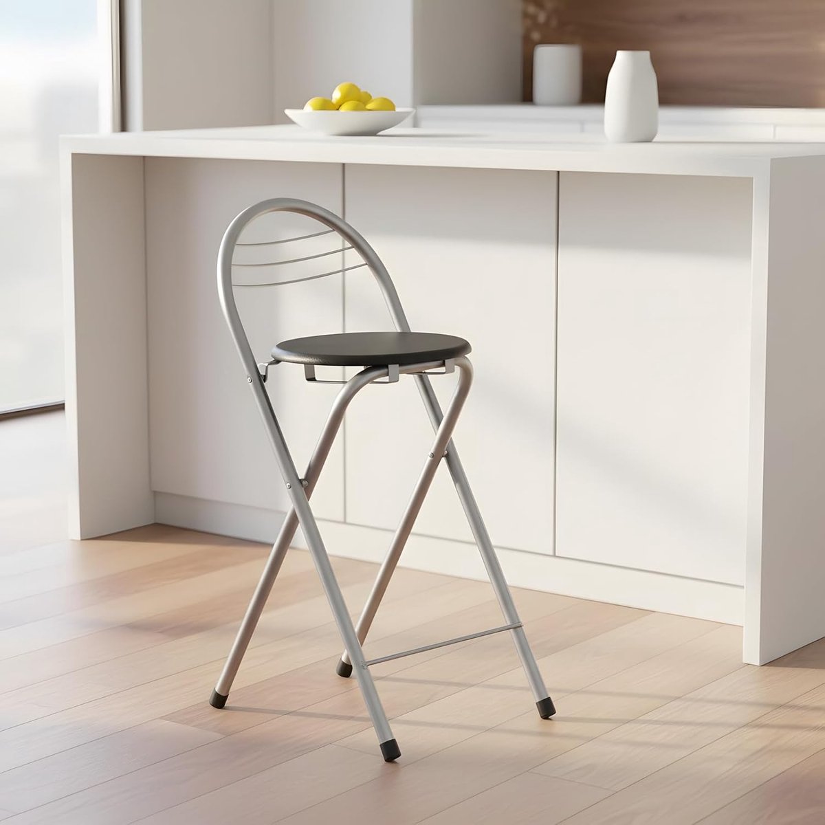 Opvouwbare Barkruk met Rugleuning - Zithoogte 61 cm - Compact en Draagbaar