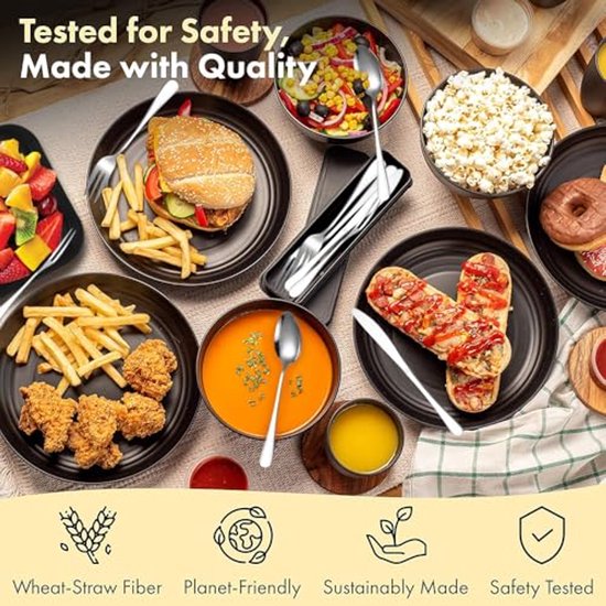 Ultiluxe® Camping Servies Set - 20 Stuks - Picknick Servies - Kampeerbestek Set - 2 Personen - Outdoor Servies - Herbruikbaar - Onbreekbaar - Zwart van Merkloos — afbeelding 5