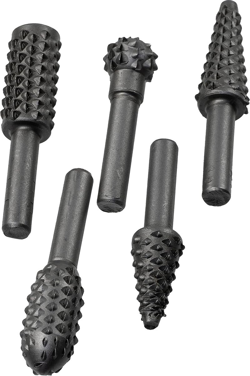Hout Frezen Set - Metaal Frezen - Hout Bewerken - 5 Verschillende Vormen - Ø6 mm Schacht - Zilverkleurig