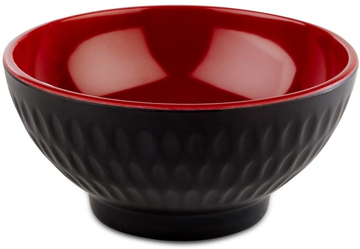 Melamine Schaal Ø9.5 cm - Rood Binnenkant & Matzwart Buitenkant - Aziatisch Serveerbord