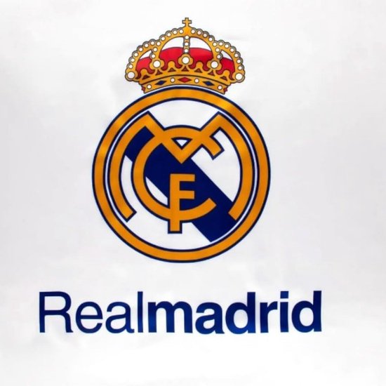 Real Madrid vlag met het volledige clublogo en de naam 'Realmadrid'.